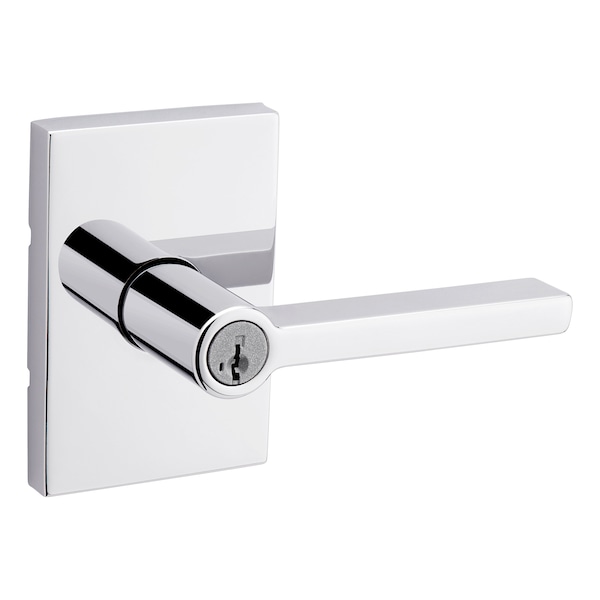 Halifax Lever , Rectangular Rose Entry Door Lock SmartKey , 6AL Latch, RCS Strike Bright Chrome Finish